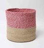 Set Of 3 Pink & Beige Jute Handwoven Multipurpose Planter & Storage Basket