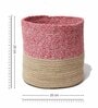 Set Of 2 Pink & Beige Jute Handwoven Multipurpose Planter & Storage Basket