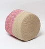 Set Of 2 Pink & Beige Jute Handwoven Multipurpose Planter & Storage Basket