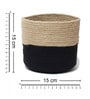 Set Of 2 Black & Beige Jute Handwoven Multipurpose Planter & Storage Basket