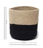 Set Of 2 Black & Beige Jute Handwoven Multipurpose Planter & Storage Basket
