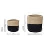 Set Of 2 Black & Beige Jute Handwoven Multipurpose Planter & Storage Basket