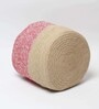 Set Of 2 Pink & Beige Jute Handwoven Multipurpose Planter & Storage Basket