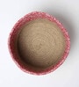 Set Of 2 Pink & Beige Jute Handwoven Multipurpose Planter & Storage Basket