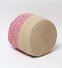 Set Of 2 Pink & Beige Jute Handwoven Multipurpose Planter & Storage Basket
