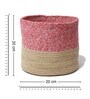 Set Of 2 Pink & Beige Jute Handwoven Multipurpose Planter & Storage Basket
