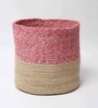 Set Of 2 Pink & Beige Jute Handwoven Multipurpose Planter & Storage Basket
