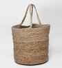 (1Pc) Beige Jute Handwoven Multipurpose Planter & Storage Basket