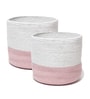 Set Of 2 Pink & White Jute Handwoven Multipurpose Planter & Storage Basket