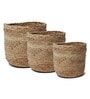 Set Of 3 Beige Jute Handwoven Multipurpose Planter & Storage Basket