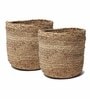 Set Of 2 Beige Jute Handwoven Multipurpose Planter & Storage Basket