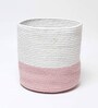 Set Of 2 Pink & White Jute Handwoven Multipurpose Planter & Storage Basket