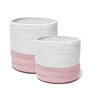 Set Of 2 Pink & White Jute Handwoven Multipurpose Planter & Storage Basket
