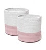 Set Of 2 Pink & White Jute Handwoven Multipurpose Planter & Storage Basket