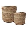 Set Of 2 Beige Jute Handwoven Multipurpose Planter & Storage Basket