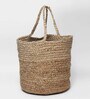 Set Of 2 Beige Jute Handwoven Multipurpose Planter & Storage Basket