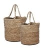 Set Of 2 Beige Jute Handwoven Multipurpose Planter & Storage Basket