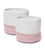 Set Of 2 Pink & White Jute Handwoven Multipurpose Planter & Storage Basket