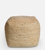 Rectangle Jute Fabric Pouffe in Natural Colour