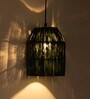 Jute Divines Handwoven Cylindrical Hanging Pendant Lamp in Jute & Iron (10 inch)
