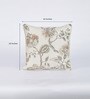 Cream Floral Jute 16 x 16 Inches Cushion Covers (Set of 2)