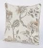 Cream Floral Jute 16 x 16 Inches Cushion Covers (Set of 2)