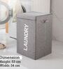 Grey Jute Foldable Laundry Basket With Lid & Handle