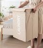 Beige Jute Foldable Laundry Basket For Clothes With Lid & Handle
