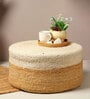 Jute Pouffe In White & Beige Colour