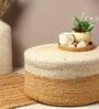 Jute Pouffe In White & Beige Colour