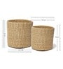 Set Of 2 Beige Kouna Grass Handwoven Multipurpose Planter & Storage Basket