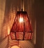 Jute Sensations Handwoven Pyramidal Hanging Pendant Lamp in Jute & Iron (11 inch)