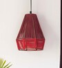 Jute Sensations Handwoven Pyramidal Hanging Pendant Lamp in Jute & Iron (11 inch)