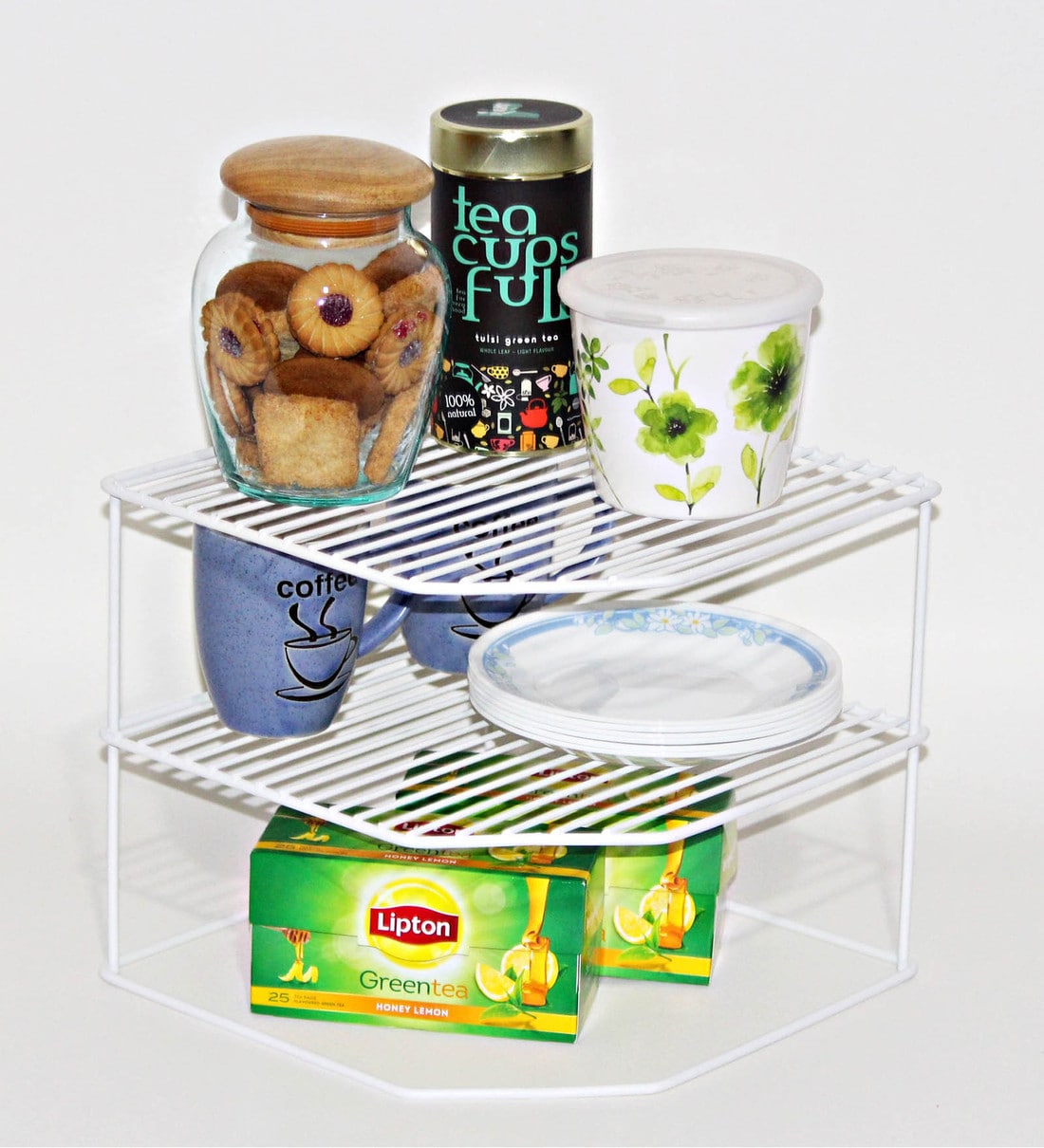 Buy Cast Iron 2 Tier Corner Kitchen Storage Racks By Jvs Online