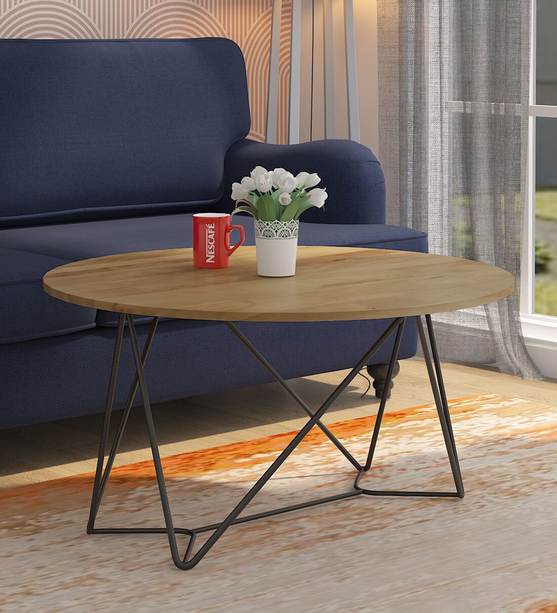 Buy Kahn Coffee Table with Iron Base Bohemiana By Pepperfry Online