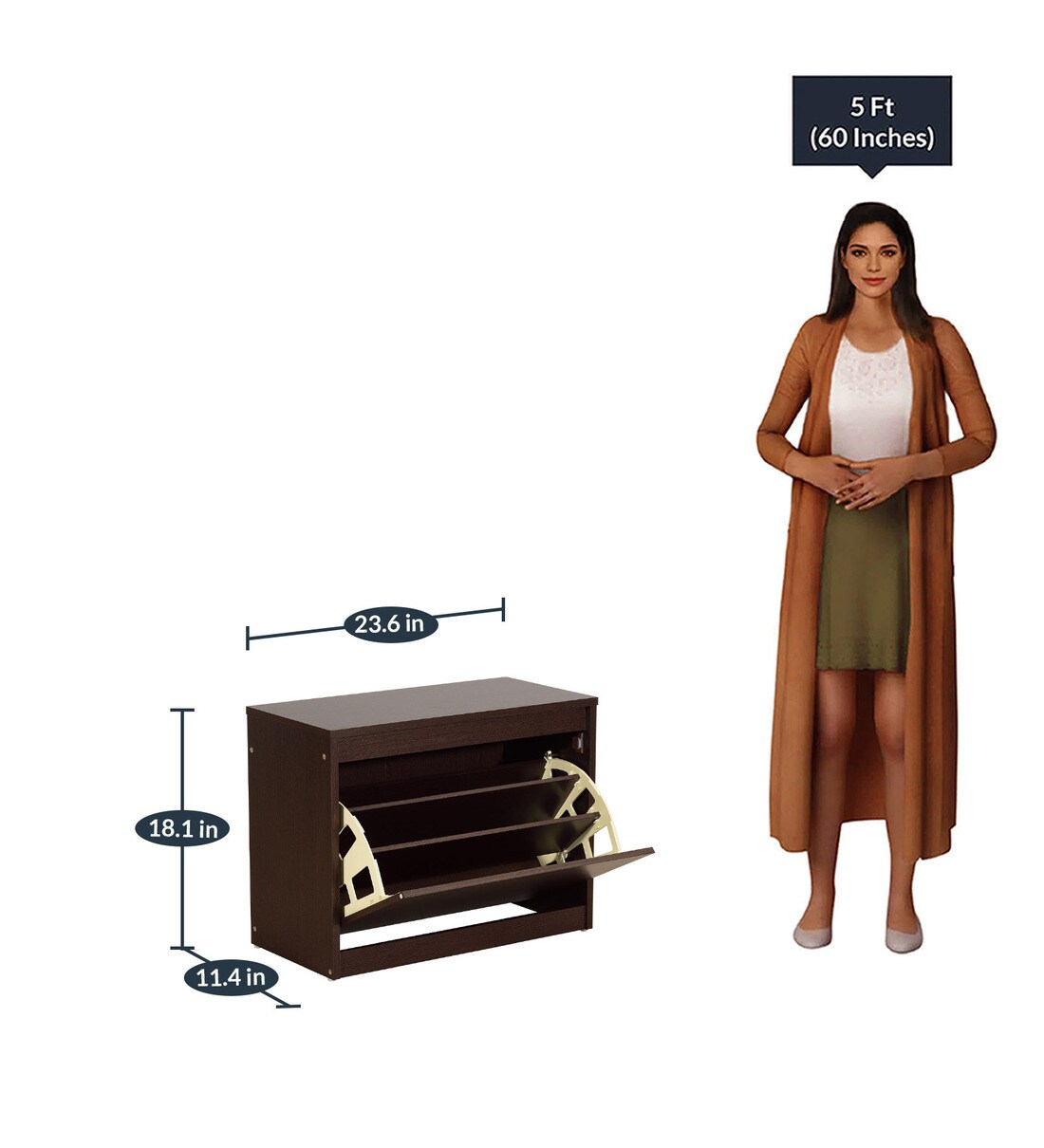 Buy Kairi Shoe Rack in Columbia Walnut Finish By Mintwud Online Tilt