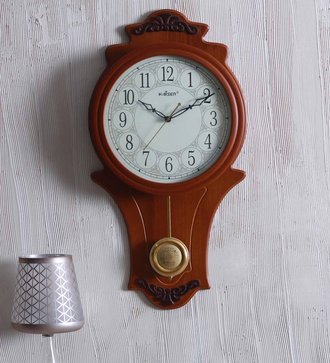 Buy Kaiser Brown Wood 11.2 x 2.3 x 22 Inch Wall Clock Online Pendulum Clocks Clocks Home