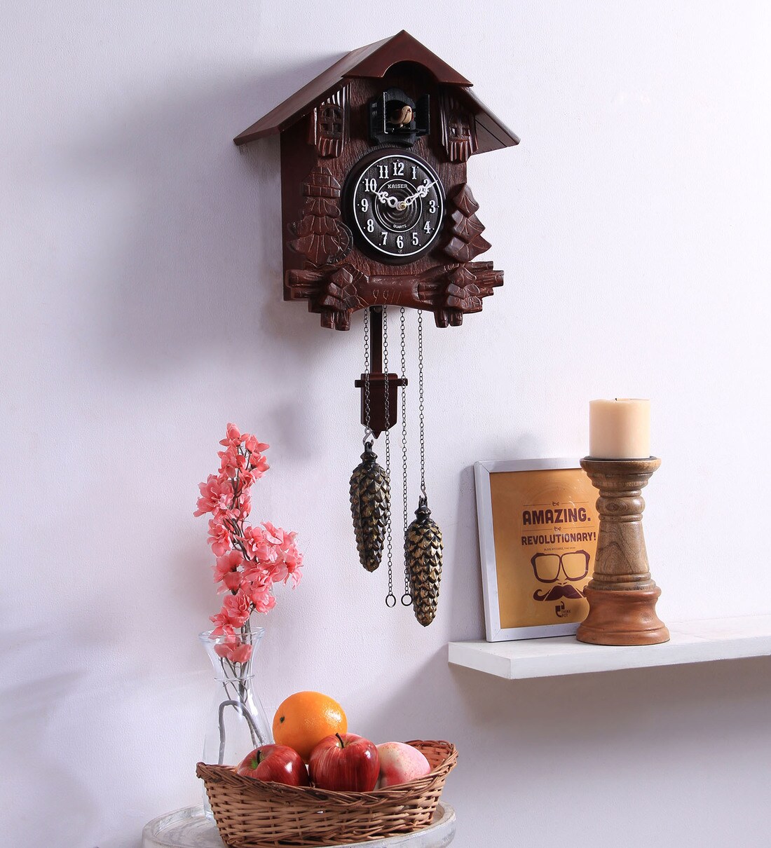 Buy Cola Wooden 12 x 2 x 13.8 Inch Cuckoo Wall Clock by Kaiser Online