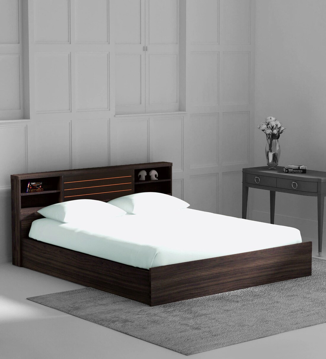Buy Kaito King Size Bed with Storage in Wenge Finish Mintwud by