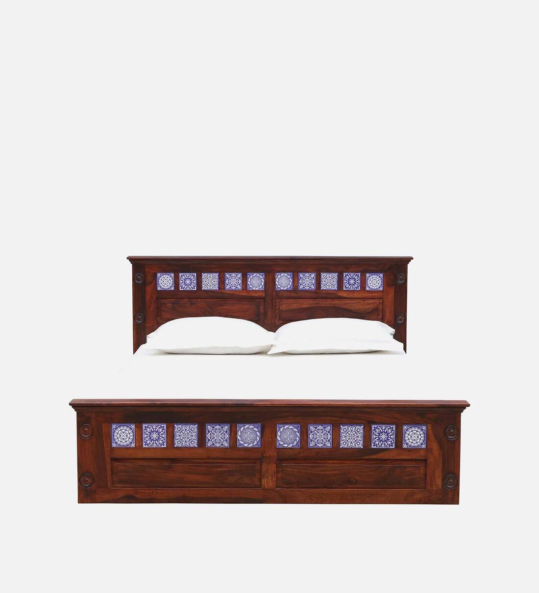 Buy Kamchini Sheesham Wood Queen Size Bed In Honey Oak Finish Online