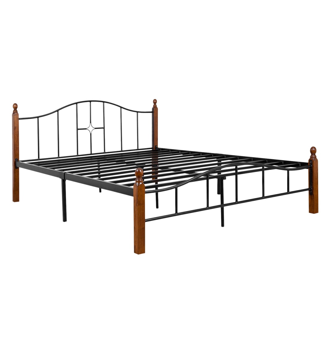 Buy Metallika Kansas Queen Size Bed in Black Finish by FurnitureKraft