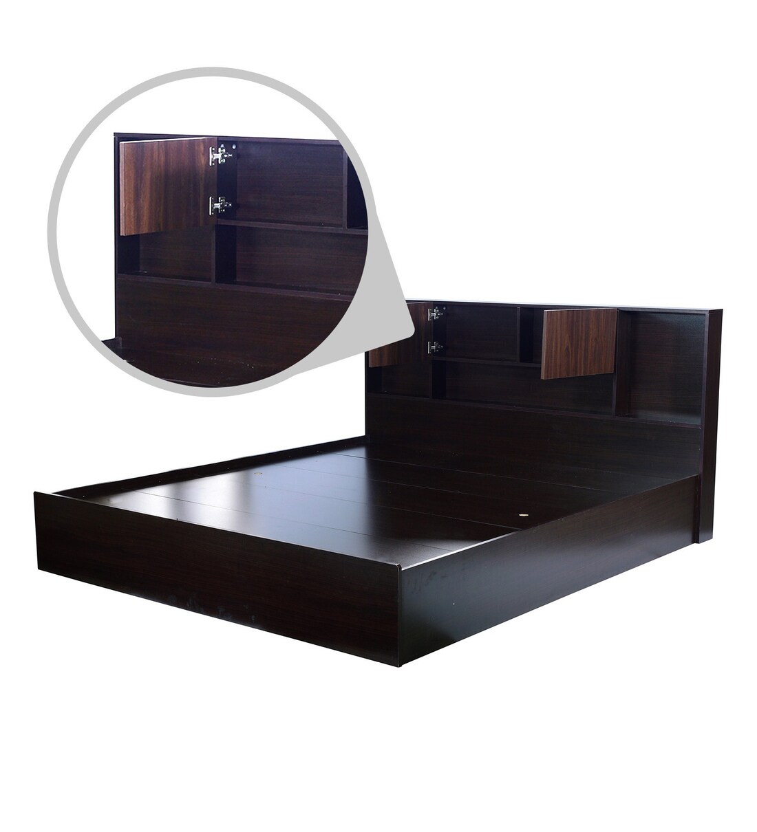 Buy Kaori King Size Bed with Storage in Wenge Finish By Mintwud Online Modern King Size Beds