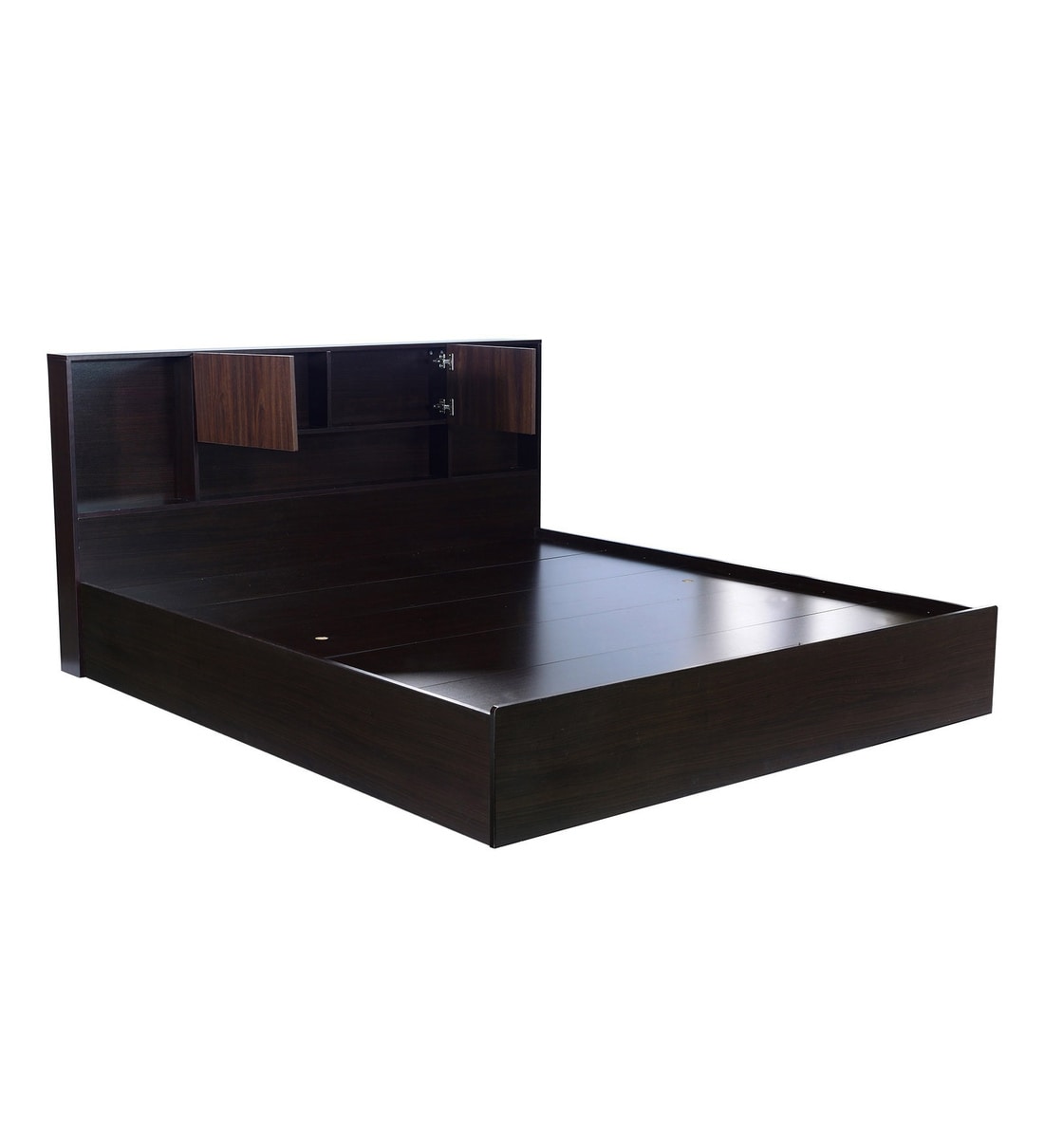 Buy Kaori King Size Bed with Storage in Wenge Finish By Mintwud Online Modern King Size Beds