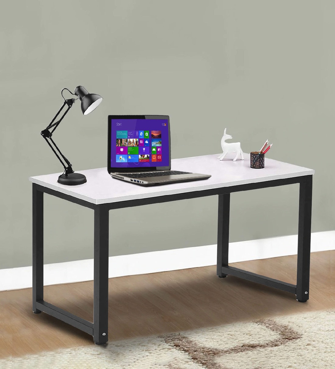 Buy Kasper (Medium) study Table in White Colour by Lakdi Online