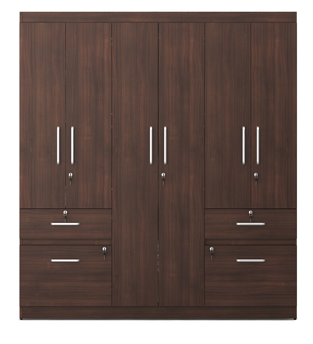 Buy Katsu 6 Door Wardrobe with 2 Drawers in Walnut Rigato Colour