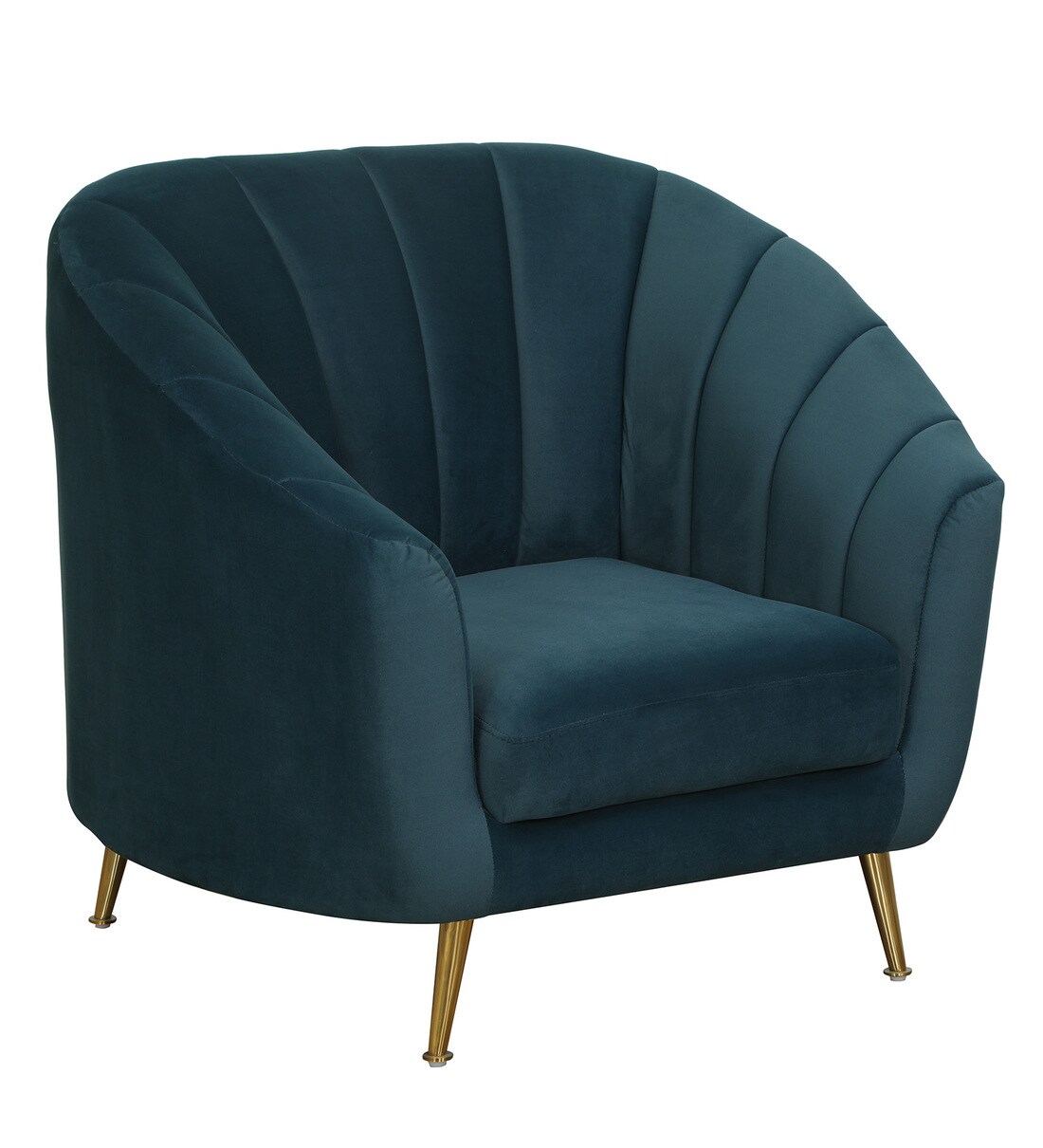 Buy Kaylee 1 Seater Velvet Sofa In Teal Blue Colour by CasaCraft Online ...