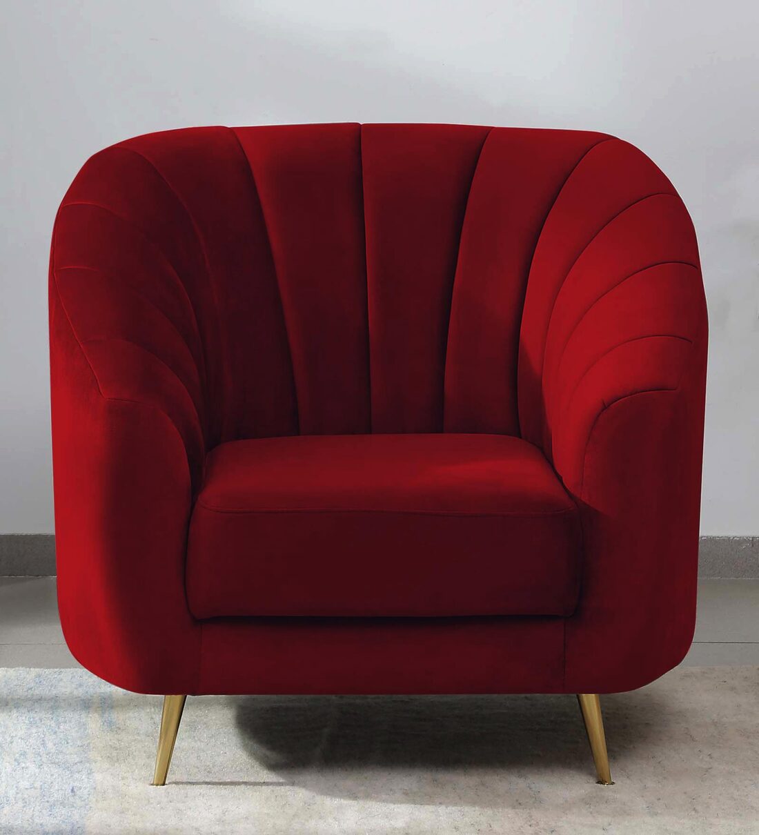 Buy Kaylee Velvet 1 Seater Sofa In Red Colour at 13 OFF by
