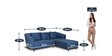 Kate LHS 2 Seater Sofa with Lounger in Blue Colour