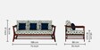 Kaveri 3 Seater Sofa In Natual & Blue Colour