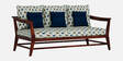 Kaveri 3 Seater Sofa In Natual & Blue Colour